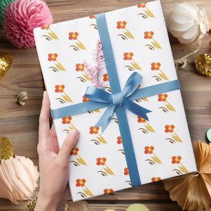 Papel De Regalo Dibujo de Flor Simple Cumpleaños de Niña con Patró