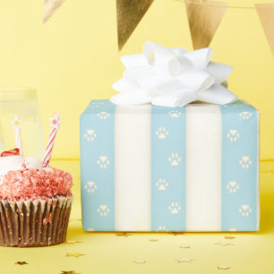 Papel De Regalo Dibujo de gato imprime Bonito azul pálido y blanco