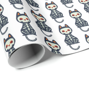 Papel De Regalo Dibujo de gato mono de Halloween