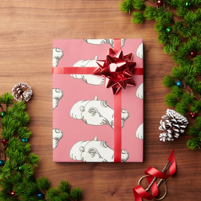 Papel De Regalo Dibujo de Hipo en rosa (Regalo de vacaciones)