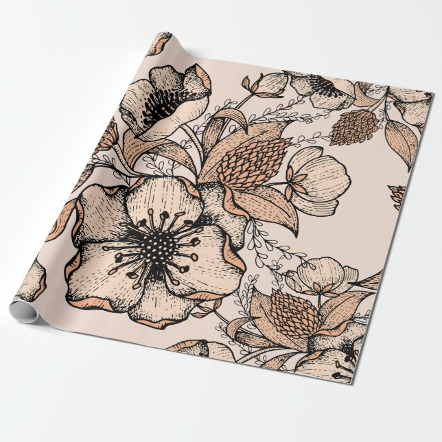 Papel De Regalo Dibujo de líneas sin problemas. Claros. Vinta (Desenrollado)