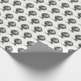 Papel De Regalo Dibujo de litografía de Vintage World Globe BW