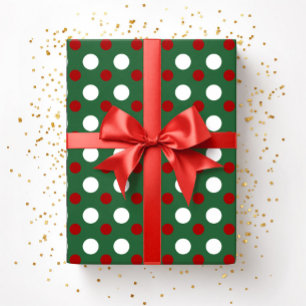 Papel De Regalo Dibujo de lunares rojos y verdes de Navidad lindo 