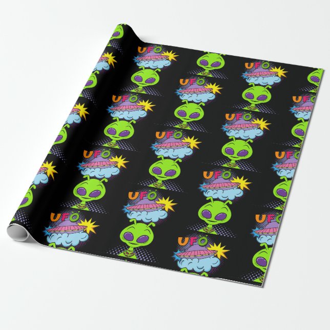 Papel De Regalo Dibujo de ovni (Desenrollado)