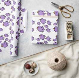 Papel De Regalo Dibujo de pájaro morado lindo