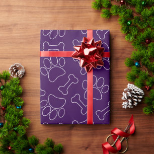 Papel De Regalo Dibujo de patas y huesos de perro patrón personali