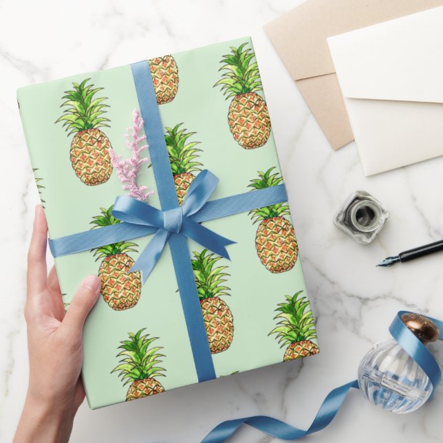 Papel De Regalo dibujo de piña acuarela (Regalar)