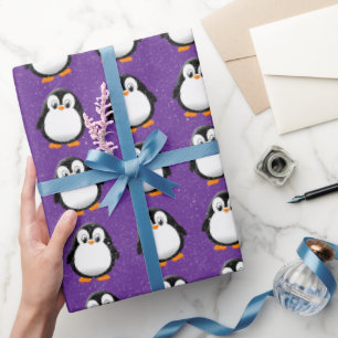 Papel De Regalo Dibujo de pingüino animado lindo personalizado inv