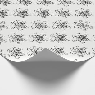 Papel De Regalo Dibujo de pulpo estilizado vintage #1