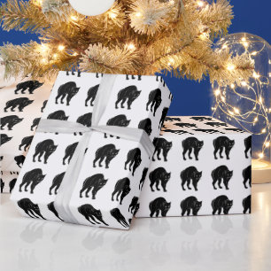 Papel De Regalo Dibujo de silueta de gato negro de Halloween