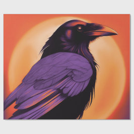 Papel De Regalo Dibujo de un cuervo sobre el fondo de un neón nara