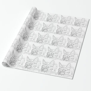 Papel De Regalo Dibujo del gato plausible para colorear