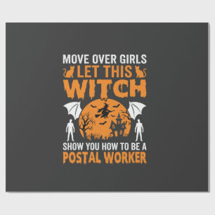 Papel De Regalo Dibujo divertido de gato bruja trabajador postal d