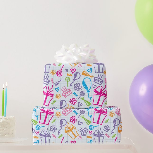 Papel De Regalo Dibujo festivo infantil para los cumpleaños (Regalos de fiesta)