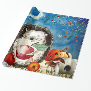 Papel De Regalo Dibujo forestal de los amigos de Woodland de otoño
