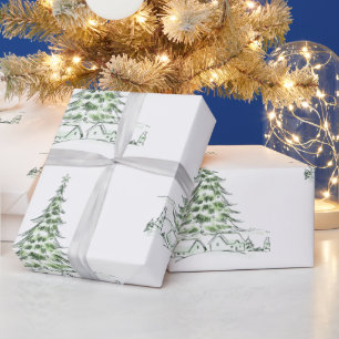 Papel De Regalo Dibujo gráfico artístico árboles de Navidad modern