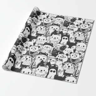Papel De Regalo Dibujo Patrón Animal Kawaii Adorable (1)