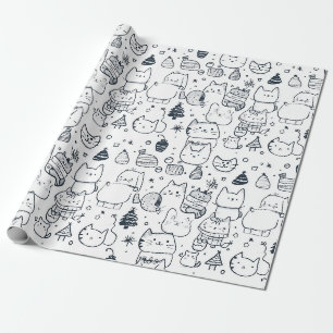 Papel De Regalo Dibujo Patrón Navideño de Invierno Adorable (1)