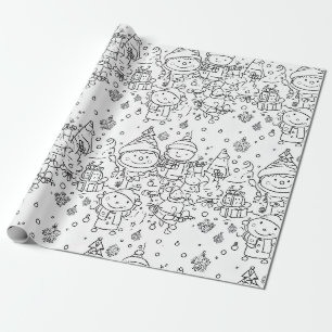 Papel De Regalo Dibujo Patrón Navideño de Invierno Adorable (2)