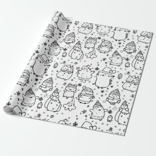 Papel De Regalo Dibujo Patrón Navideño de Invierno Adorable (5)