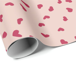 Papel De Regalo Dibujos adorables de corazones rojos dispersos