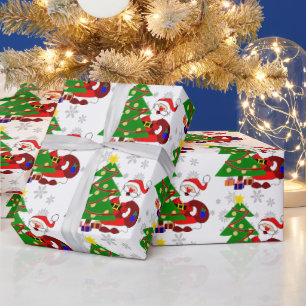 Papel De Regalo Dibujos animados lindos de Papá Noel y árbol de Na