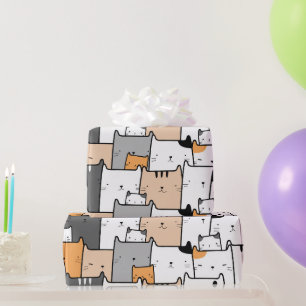 Papel De Regalo Dibujos Animales Gatos Gatitos Pequeños Lindos Acu