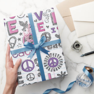 Papel De Regalo Dibujos De Paz Y Amor
