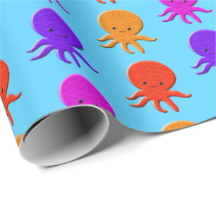 Papel De Regalo Dibujos de pulpo lindos personalizados