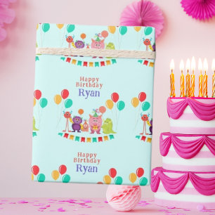 Papel De Regalo Dibujos divertidos de monstruos lindos para fiesta