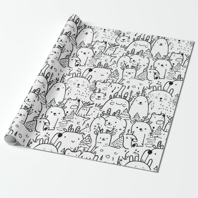 Papel De Regalo Dibujos Kawaii Adorables (2) (Desenrollado)