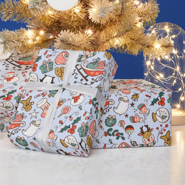 Papel De Regalo Dibujos Navideños  (Vacaciones)