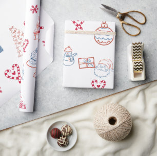 Papel De Regalo Dibujos navideños caprichosos hechos a mano
