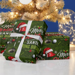 Papel De Regalo Dicho divertido de golf en Navidad sobre hierba ve