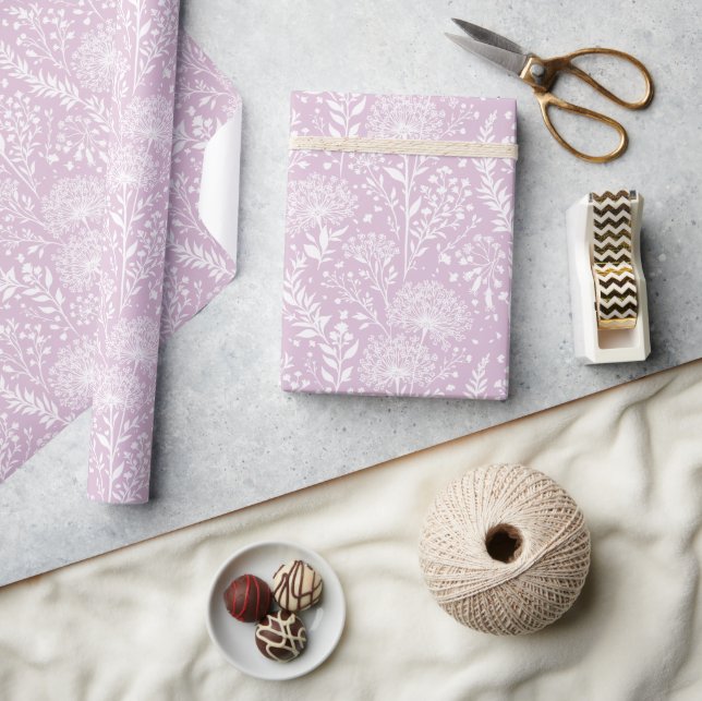 Papel De Regalo Diente de León Dulce Neutral - Lila Cálido (Artesanía)