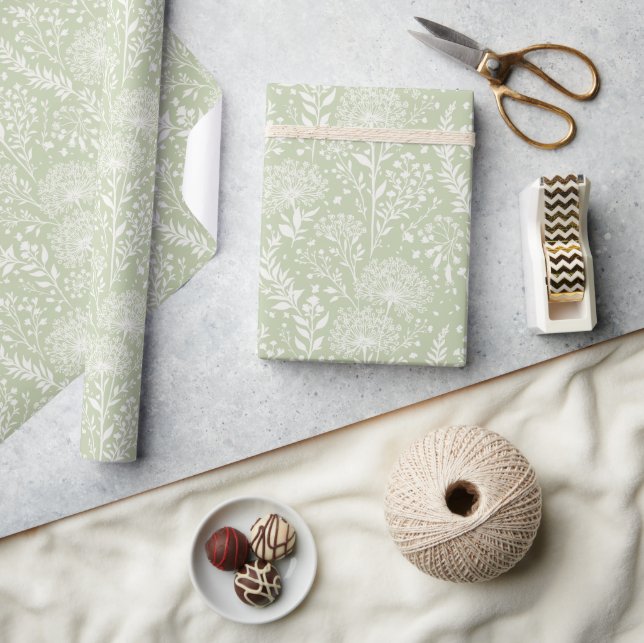 Papel De Regalo Diente de León Suave Neutral - Oliva Suave (Artesanía)