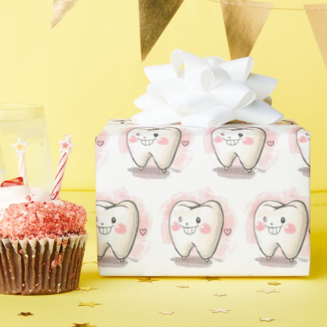 Papel De Regalo Diente Feliz (Fiesta de cumpleaños )