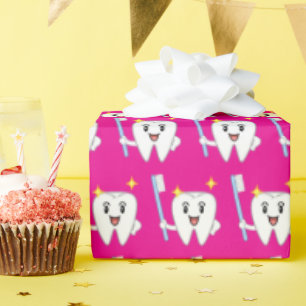 Papel De Regalo Diente Feliz Con Cepillo de Dientes