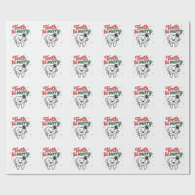 Papel De Regalo Diente Sean Merry Funny Dental Dentist Navidades (Superficie plana)