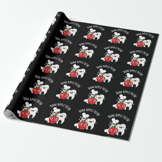 Papel De Regalo Dientes de manzana de hueso divertido Bona Appetit (Desenrollado)
