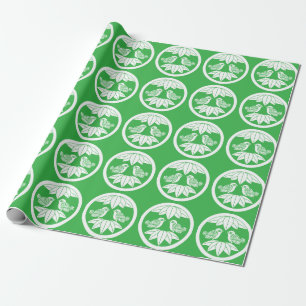 Papel De Regalo Diez hojas de bambú y gorriones de frente Stickers