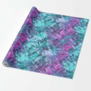 Papel De Regalo digihatch deslizante - verde azulado y morado:
