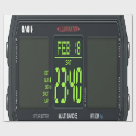 Papel De Regalo Digital Watch Face Wrapping Paper