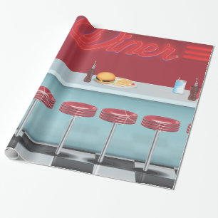 Papel De Regalo Diner Americano Antiguo