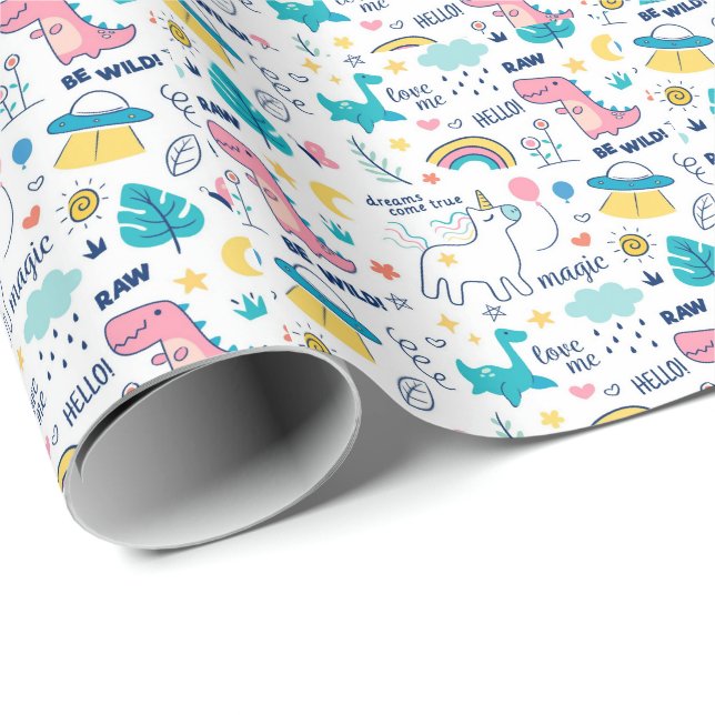 Papel De Regalo Dino (Esquina del rollo)