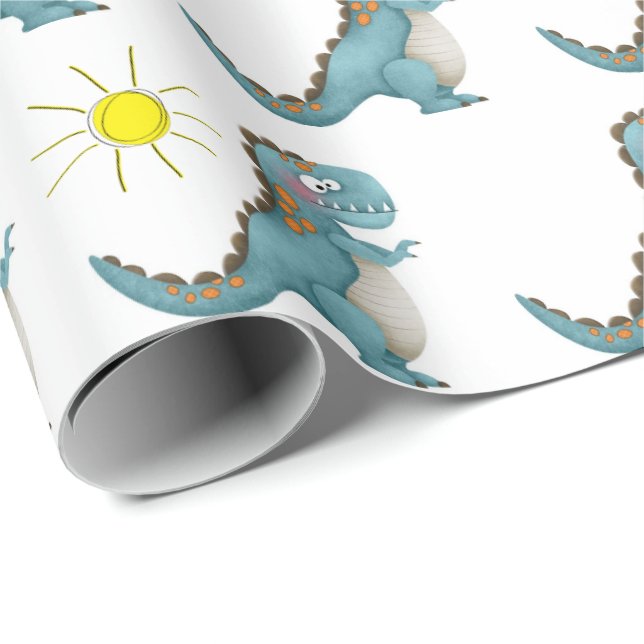 Papel de regalo - Dino Azul (Esquina del rollo)