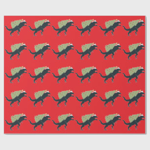 Papel De Regalo Dino de Navidad Divertida y Festiva