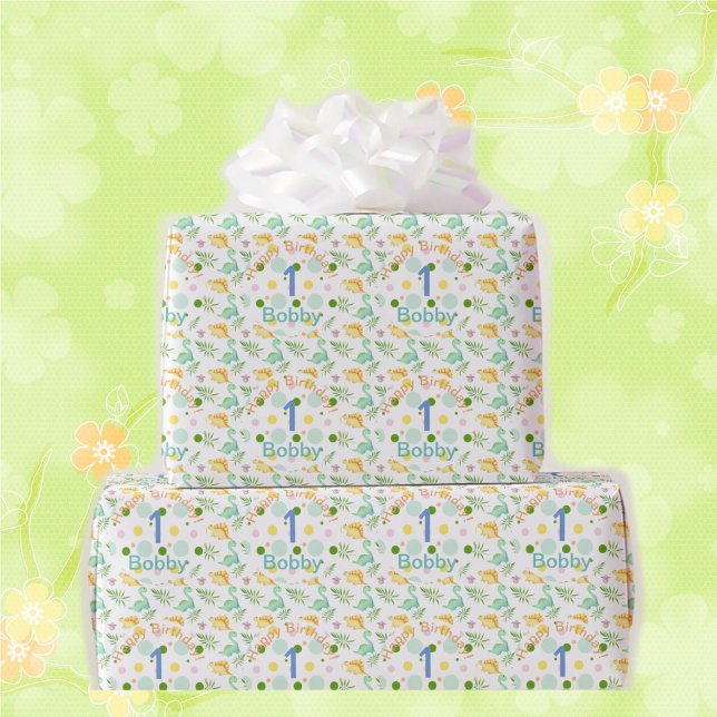 Papel De Regalo Dino Fiesta Cute Dinosaurio Nacimiento Niño Nombre (Subido por el creador)