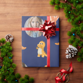 Papel De Regalo Dinos personalizados listos para la foto en azul o