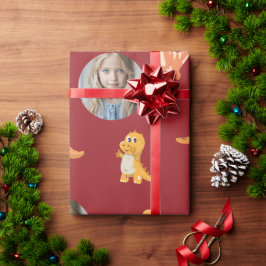 Papel De Regalo Dinos personalizados listos para la foto en rojo o